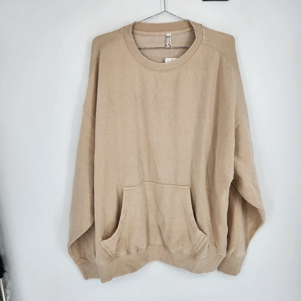 Free People Intimately Oversized Sweatshirt Morning Oat Sand OB2104672 L